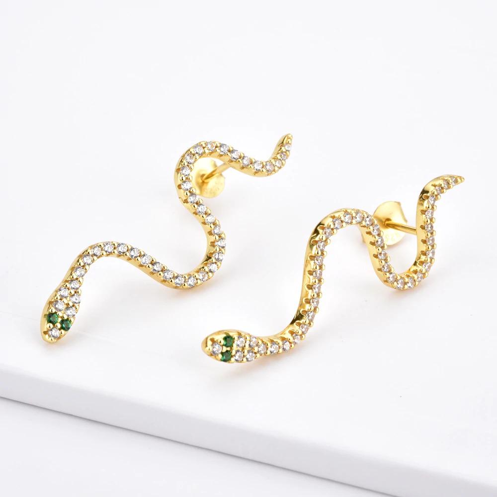 Boucles D'oreilles Pendantes Dorées Et Noires Motif Serpent - Fait Main, Neuves