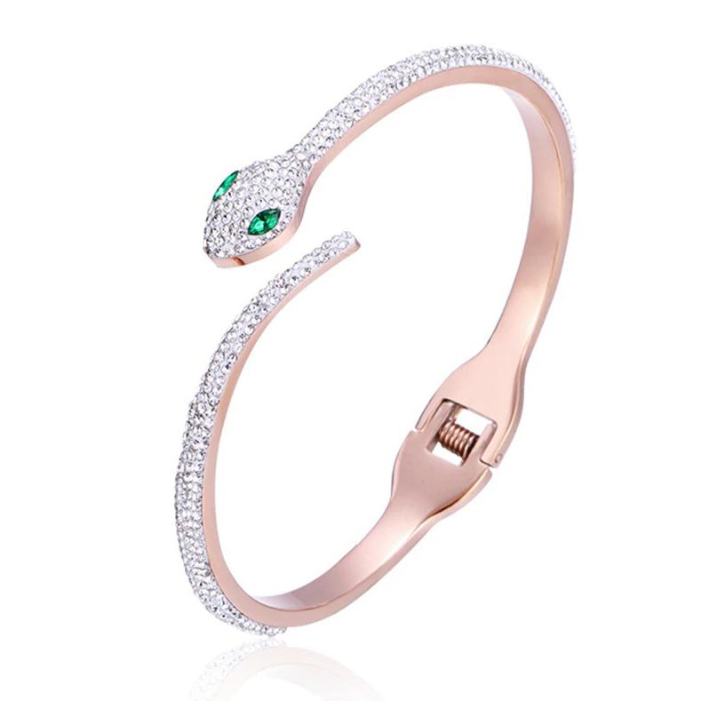 Bracelet Miroir Facetté Avec Chaînes Serpent Épaisses & Strass - Métal Argenté - Occasion Bon État