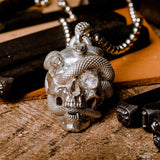 porte clé en argent avec tête de mort
