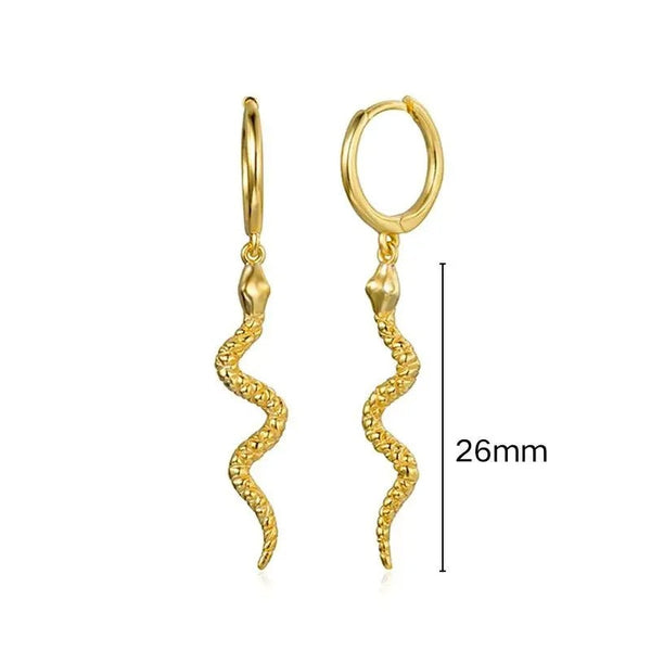 Boucles d'Oreilles Serpent <br> Chaîne Ophidienne (Argent)