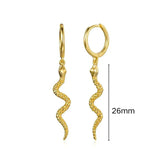 Boucles d'Oreilles Serpent <br> Chaîne Ophidienne (Argent)