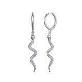 Boucles d'Oreilles Serpent <br> Chaîne Ophidienne (Argent)