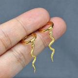 Boucles d'Oreilles Serpent <br> Chaîne Ophidienne (Argent)
