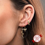 Boucles d'Oreilles Serpent <br> Chaîne Ophidienne (Argent)