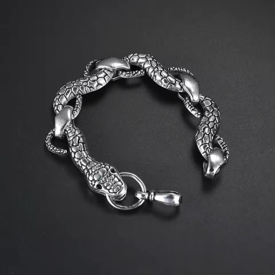 Pendentif ouroboros Serpent enlacé Mauvais Oeil Talisman Argent 925 4g