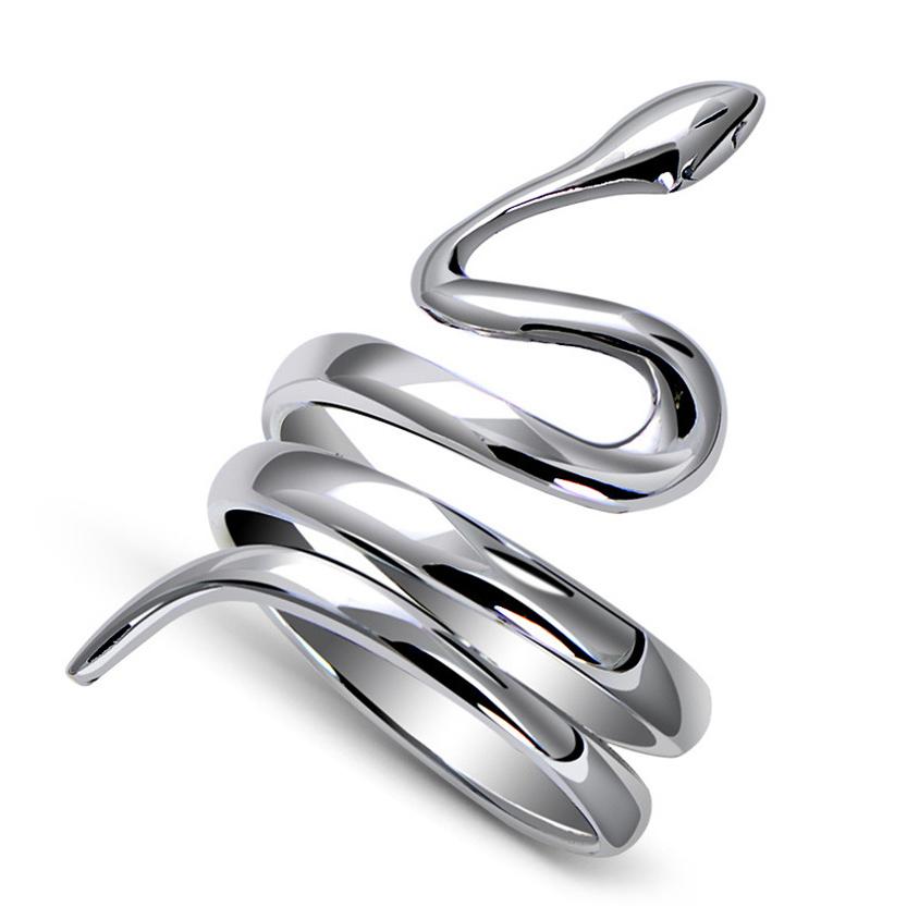 Bague En Argent Rhodié Forme Serpent - Taille 53, Argent 925, Occasion