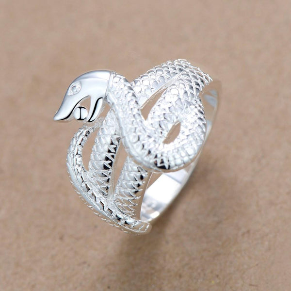 Bague acier Serpent