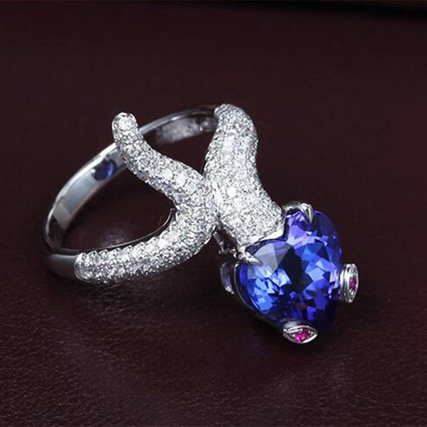 Bague Serpent <br> Zirconium Bleu (Acier)