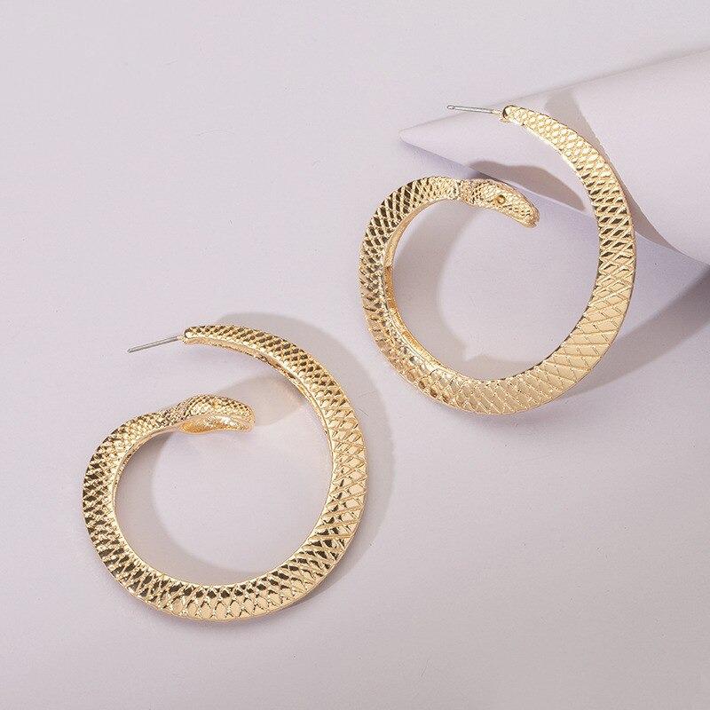 Boucle D'Oreille Créole Gothique/Punk En Forme De Serpent Noir - 5 Cm, Acier Inoxydable, Neuf Avec Étiquettes