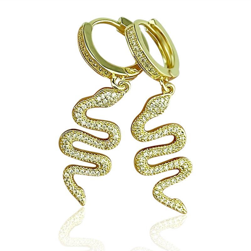 Set Collier & Boucles D'oreilles Serpent - Cordon Noir, Métal Argenté