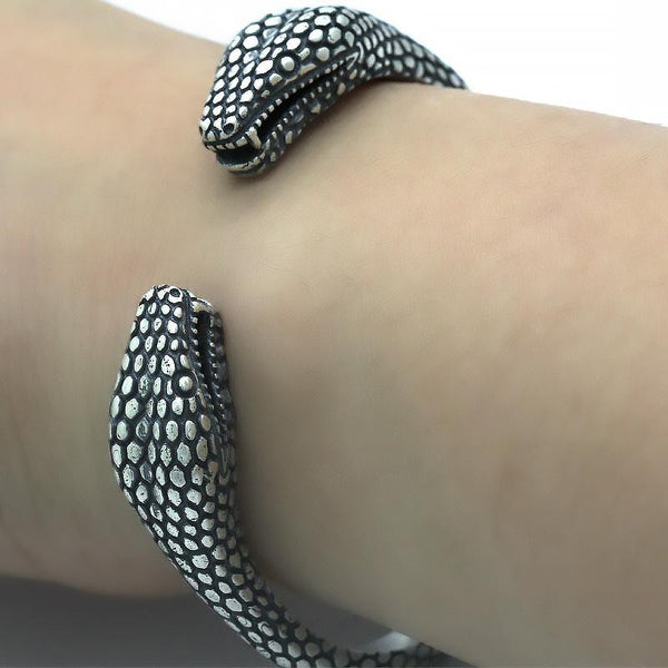 bracelet tête serpent argent