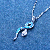 Collier Serpent <br> Opale Bleue (Argent)