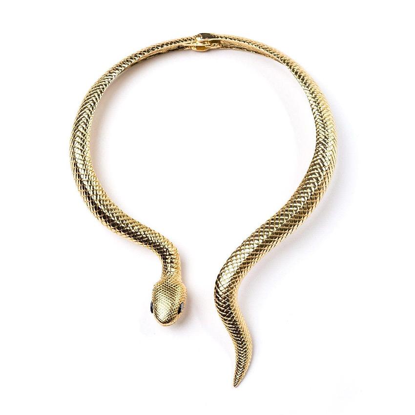 Collier Ras-du-cu Maille Serpent Avec Pendentif Boule Strass - Style Art Déco, Métal Argenté, Occasion Très Bon état