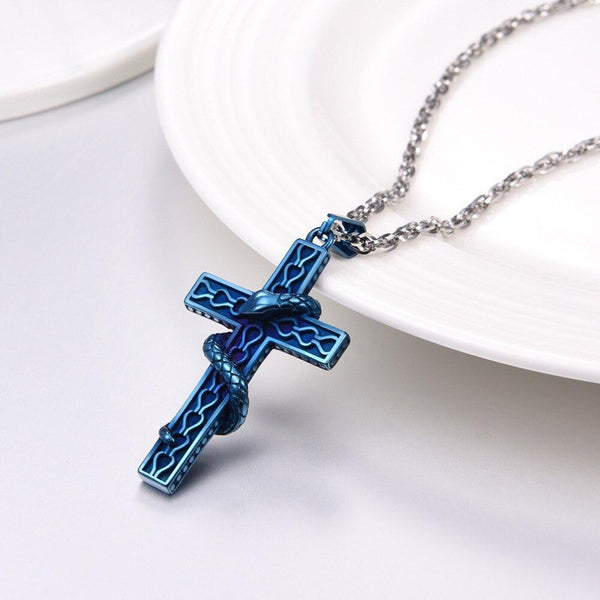 pendentif croix chrétienne serpent