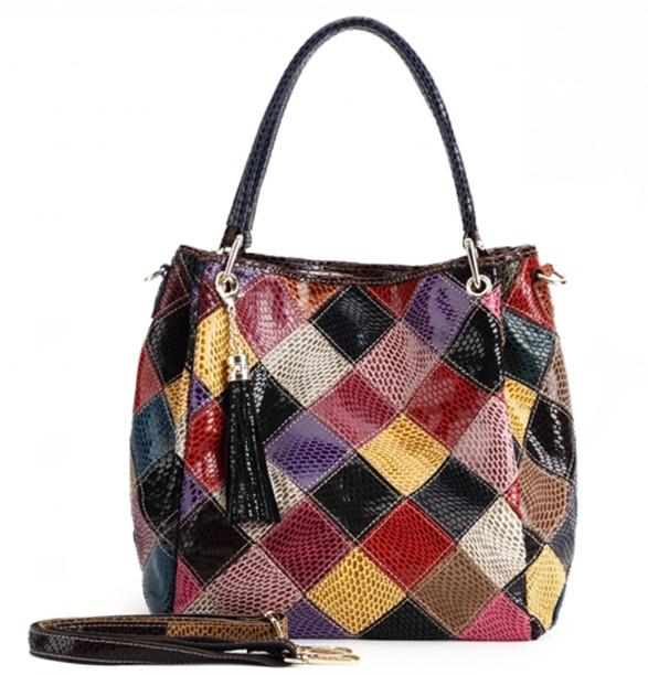Sac à Main Cuir Serpent Avec Gemmes - Style Vintage - Marron - Neuf Avec étiquettes Gems TV